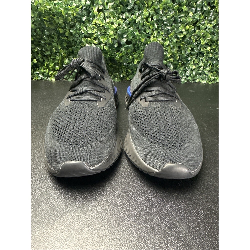 Nike Epic React FlyKnit Sneakers Women Size 9 Black Racer Blue AQ0070-004 Shoes - Picture 2 of 9